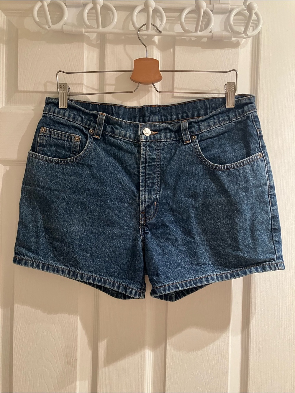 Women's High-Rise Dark Blue Denim Jean Shorts